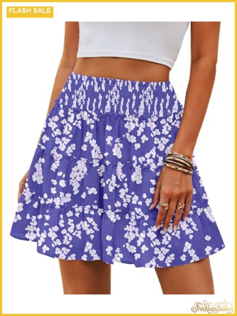 Womens Flowy Ruffle High Waisted Tiered Mini Skort with Shorts